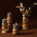 exotic wood pillar candle holders
