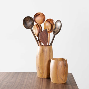 exotic wood teak vases with spoons