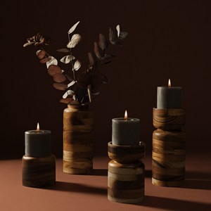exotic wood pillar candle holders