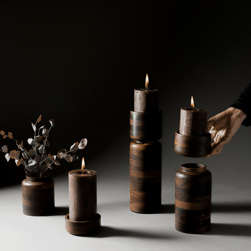 Wooden candle holders set of 3 deals