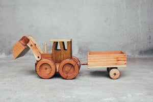 exotic wood toy tractor