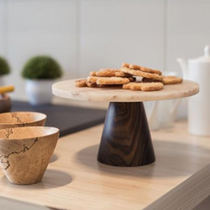 exotic wood dessert stand and mini bowls