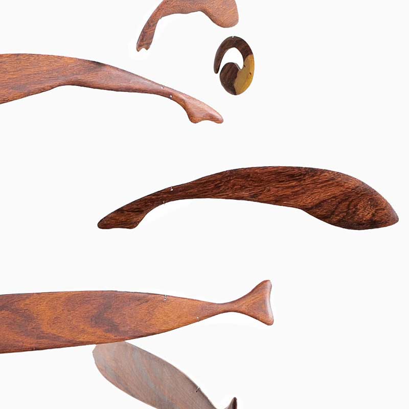 Mobile fish made from exotic woods